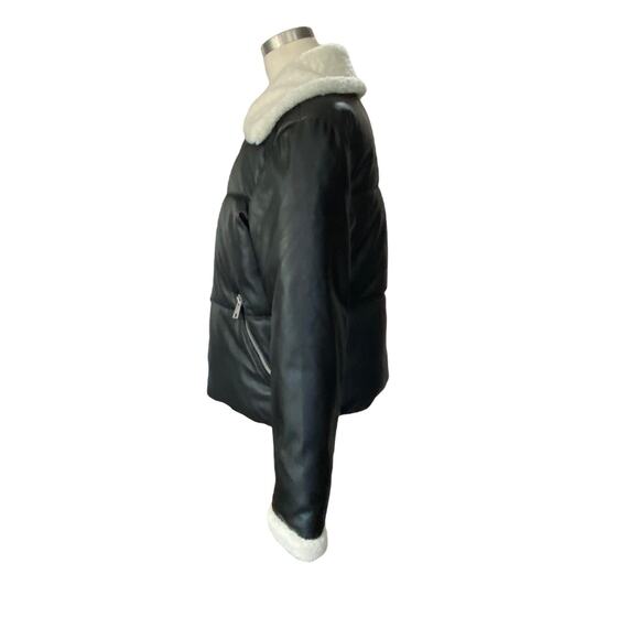 Levi's Women's Sherpa Collar Faux Leather Bomber Jacket Black - Picture 5 of 11